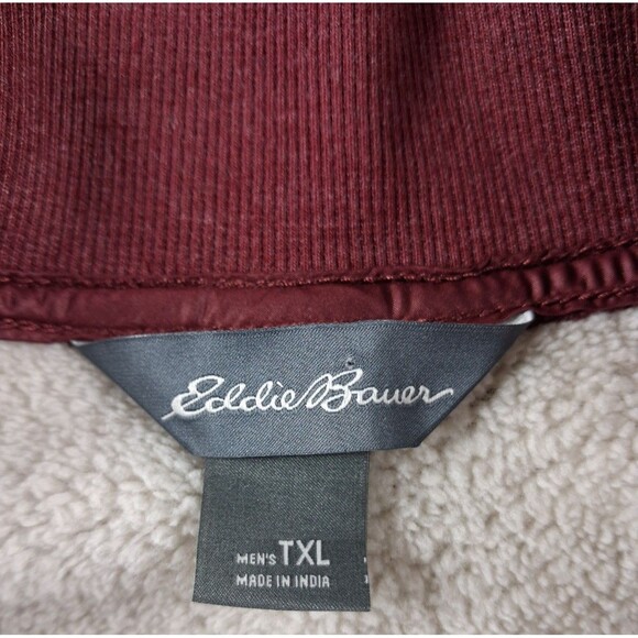Eddie Bauer Men's 1/4 Snap Sweater Fleece Pullover TXL Fully lined snaps red - Picture 4 of 14